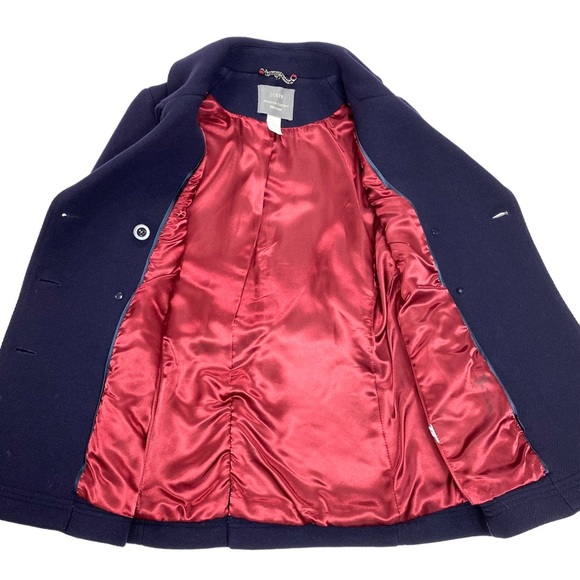 J. Crew Stadium Cloth by Nello Gori Wool Blend Classic Pea Coat Navy Blue 49360 - Picture 8 of 14